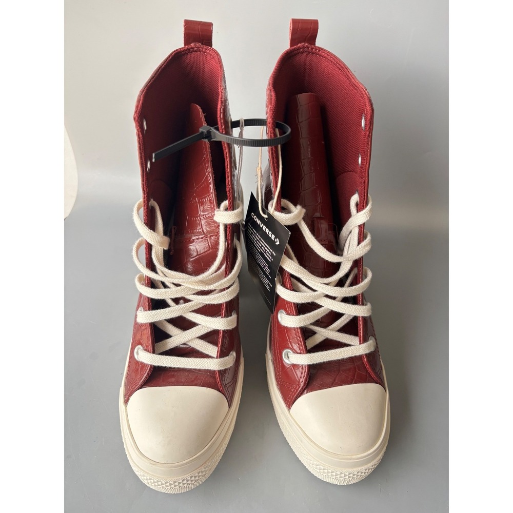 Converse Chuck Taylor All Star GR82 Dark Cherry Croc Leather Heel Boots A07657C - Picture 2 of 11